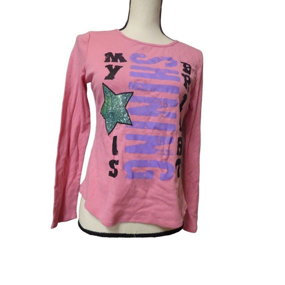 Belle Du Jour Kid’s /Teens graphic long sleeved tee, pink, XL